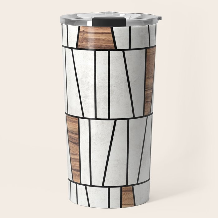 Mid-Century Modern Pattern No.4 - Concrete and Wood Travel Mug Gallery Image 1