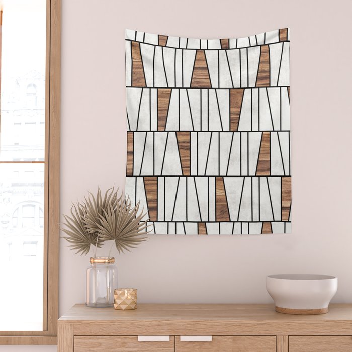 Mid-Century Modern Pattern No.4 - Concrete and Wood Wall Tapestry Gallery Image 2