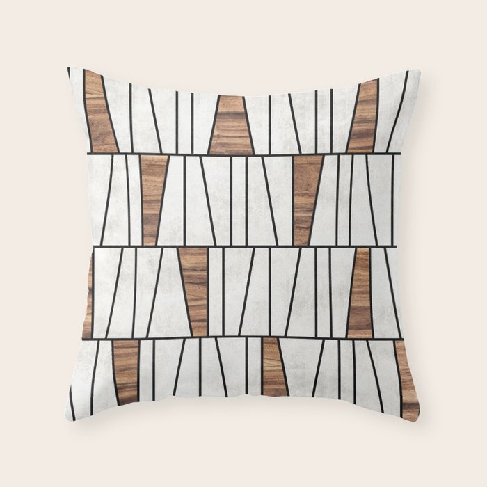 Mid-Century Modern Pattern No.4 - Concrete and Wood Throw Pillow Gallery Image 6
