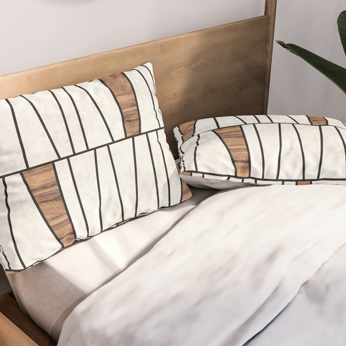 Mid-Century Modern Pattern No.4 - Concrete and Wood Pillow Sham Gallery Image 2