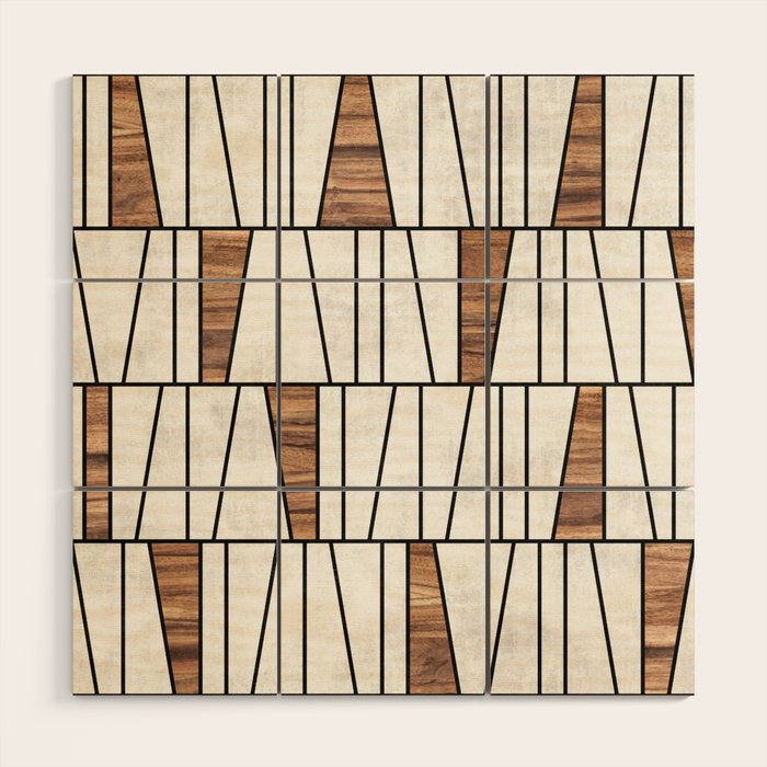 Mid-Century Modern Pattern No.4 - Concrete and Wood Wood Wall Art Gallery Image 1