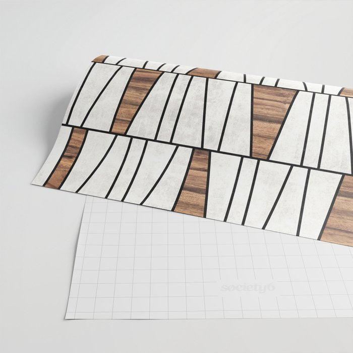 Mid-Century Modern Pattern No.4 - Concrete and Wood Wrapping Paper Gallery Image 2