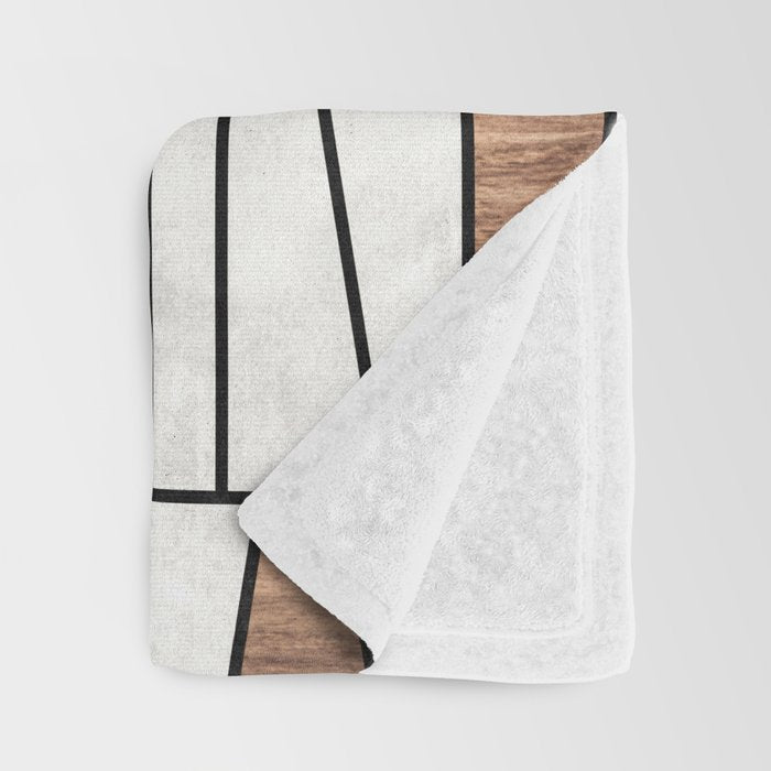 Mid-Century Modern Pattern No.4 - Concrete and Wood Throw Blanket Gallery Image 3
