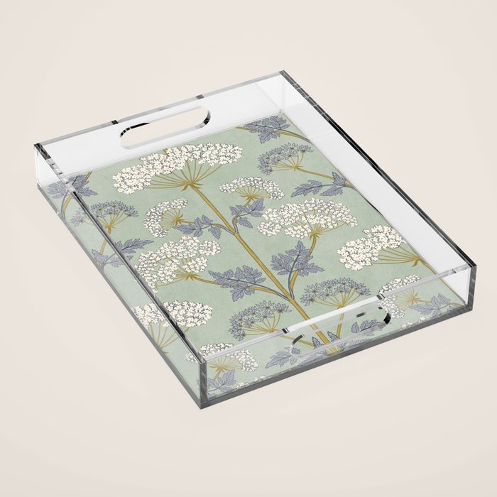 Vintage Sage Floral Acrylic Tray Gallery Image 1