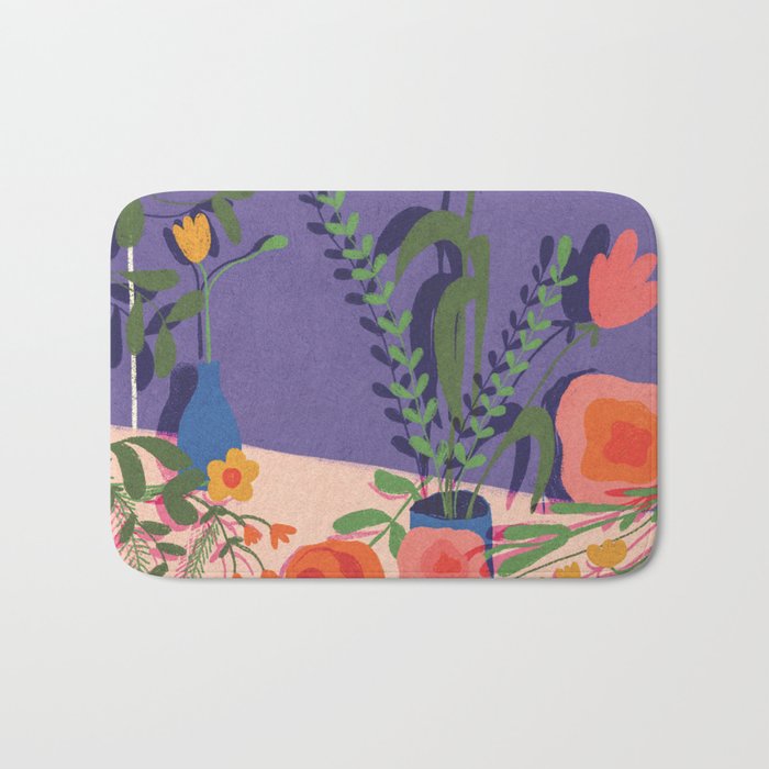 Flowers in violet room Bath Mat Gallery Image 1