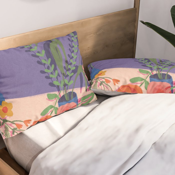 Flowers in violet room Pillow Sham Gallery Image 2