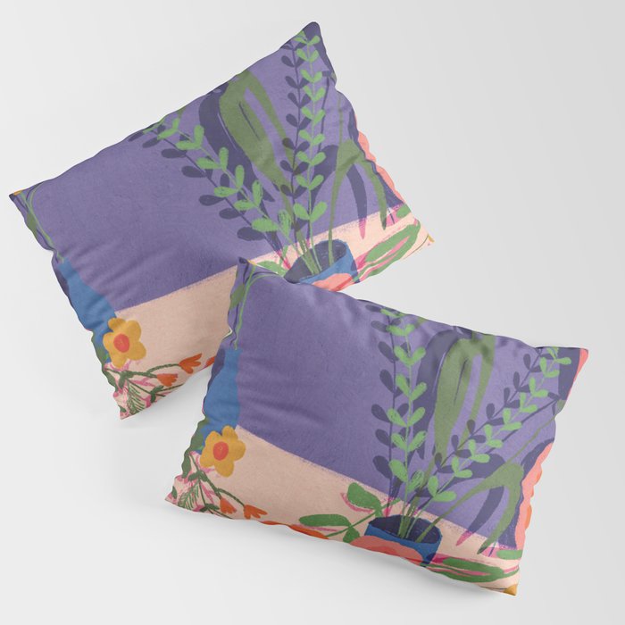 Flowers in violet room Pillow Sham Gallery Image 1