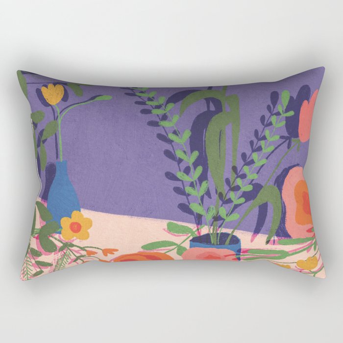 Flowers in violet room Rectangular Pillow Gallery Image 2