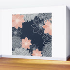 Festive, Floral Prints and Line Art, Navy Blue, Coral and Gray Wall Mural Gallery Image 2