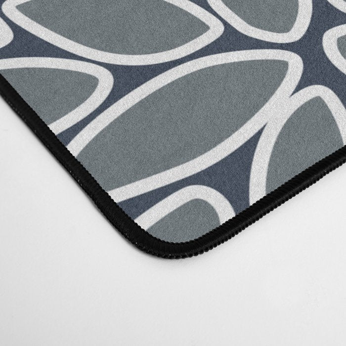 Festive, Floral Prints and Line Art, Navy Blue, Coral and Gray Desk Mat Gallery Image 4