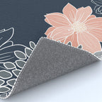 Festive, Floral Prints and Line Art, Navy Blue, Coral and Gray Rug Gallery Image 4