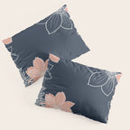 Festive, Floral Prints and Line Art, Navy Blue, Coral and Gray Pillow Sham Gallery Image 3