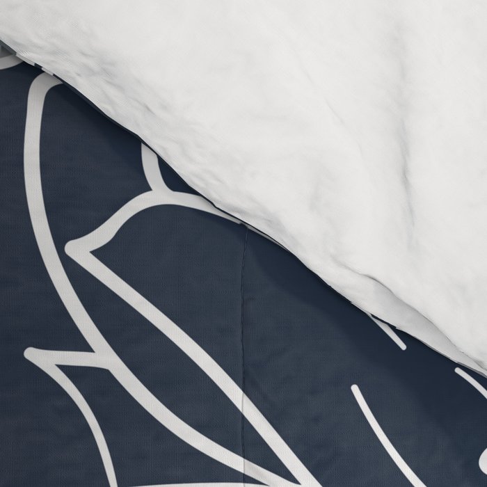 Festive, Floral Prints and Line Art, Navy Blue, Coral and Gray Comforter Gallery Image 4