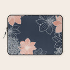 Festive, Floral Prints and Line Art, Navy Blue, Coral and Gray Laptop Sleeve Gallery Image 1