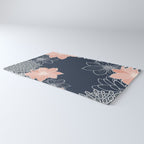 Festive, Floral Prints and Line Art, Navy Blue, Coral and Gray Rug Gallery Image 3