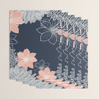 Festive, Floral Prints and Line Art, Navy Blue, Coral and Gray Wrapping Paper Gallery Image 3