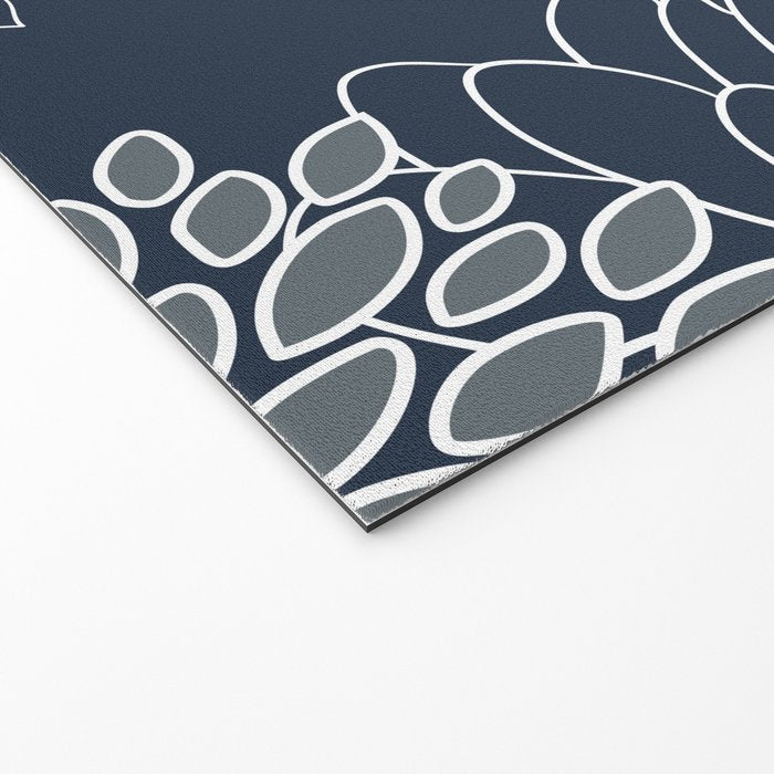 Festive, Floral Prints and Line Art, Navy Blue, Coral and Gray Welcome Mat Gallery Image 2