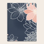Festive, Floral Prints and Line Art, Navy Blue, Coral and Gray Notebook Gallery Image 4