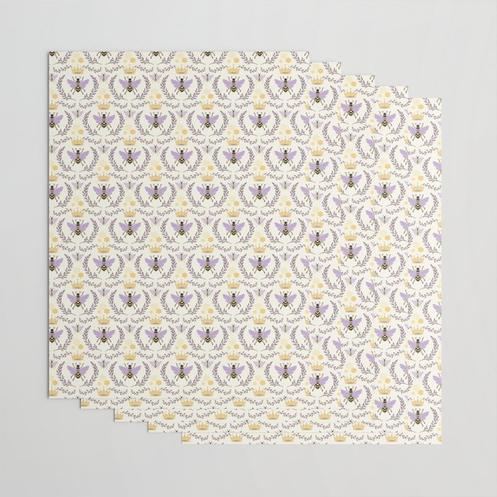 Queen Bee - Lavander Purple and Yellow Wrapping Paper Gallery Image 3