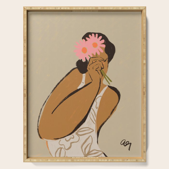 Flowers Tinted Glasses  Serving Tray Gallery Image 1