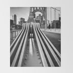 Pittsburgh Pennsylvania Steel City Skyline Bridge Black White Print Throw Blanket Gallery Image 2