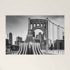 Pittsburgh Pennsylvania Steel City Skyline Bridge Black White Print Welcome Mat Gallery Image 1