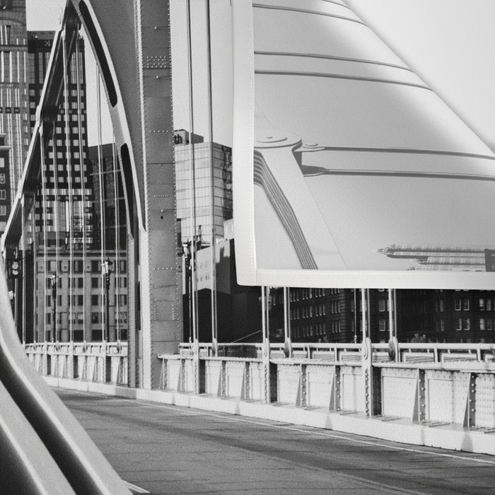 Pittsburgh Pennsylvania Steel City Skyline Bridge Black White Print Wall Tapestry Gallery Image 3