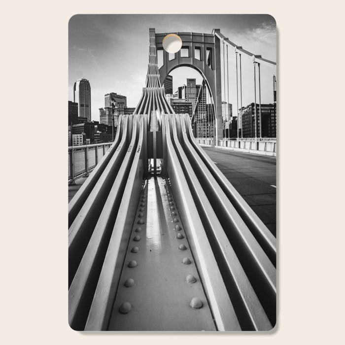 Pittsburgh Pennsylvania Steel City Skyline Bridge Black White Print Cutting Board Gallery Image 1