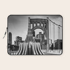 Pittsburgh Pennsylvania Steel City Skyline Bridge Black White Print Laptop Sleeve Gallery Image 1