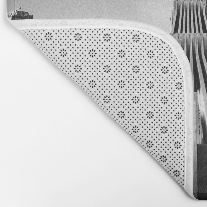 Pittsburgh Pennsylvania Steel City Skyline Bridge Black White Print Bath Mat Gallery Image 2