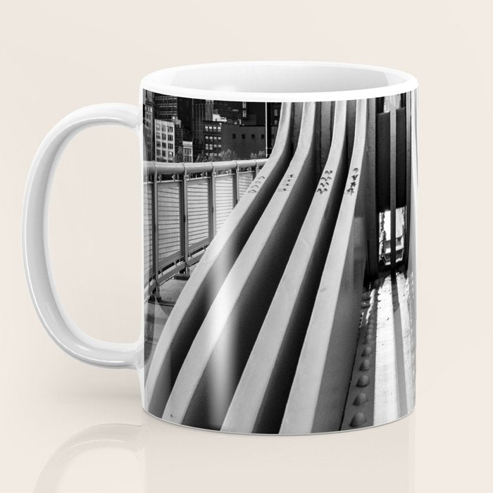 Pittsburgh Pennsylvania Steel City Skyline Bridge Black White Print Coffee Mug Gallery Image 3