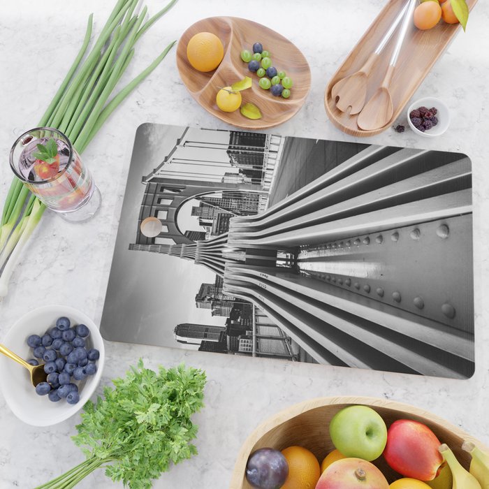 Pittsburgh Pennsylvania Steel City Skyline Bridge Black White Print Cutting Board Gallery Image 2