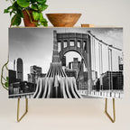 Pittsburgh Pennsylvania Steel City Skyline Bridge Black White Print Credenza Gallery Image 1