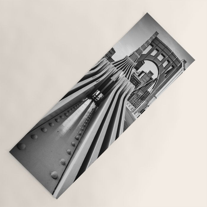 Pittsburgh Pennsylvania Steel City Skyline Bridge Black White Print Yoga Mat Gallery Image 1