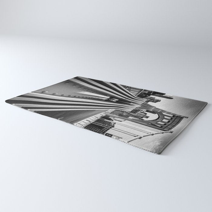 Pittsburgh Pennsylvania Steel City Skyline Bridge Black White Print Rug Gallery Image 3