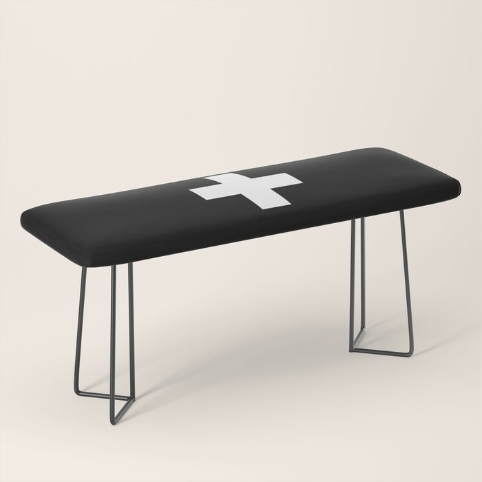 Swiss Cross Black and White Scandinavian Design for minimalism home room wall decor art apartment Bench Gallery Image 1