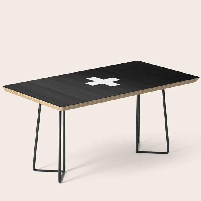 Swiss Cross Black and White Scandinavian Design for minimalism home room wall decor art apartment Coffee Table Gallery Image 1
