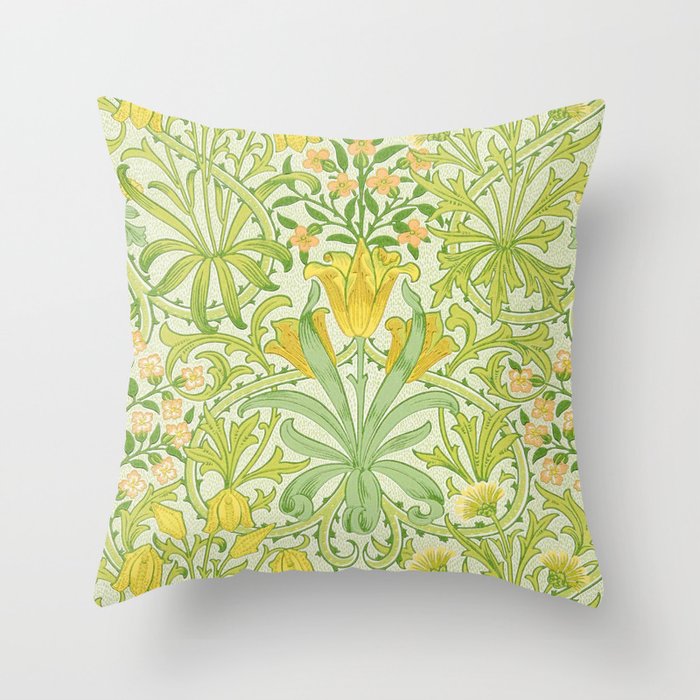 William Morris Woodland Weeds Sap Green Throw Pillow Gallery Image 6