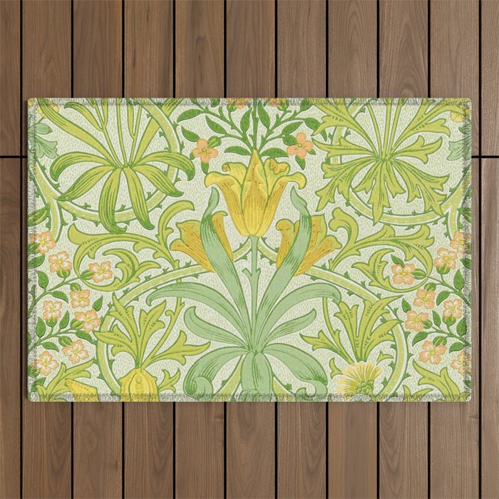 William Morris Woodland Weeds Sap Green Outdoor Rug Gallery Image 1