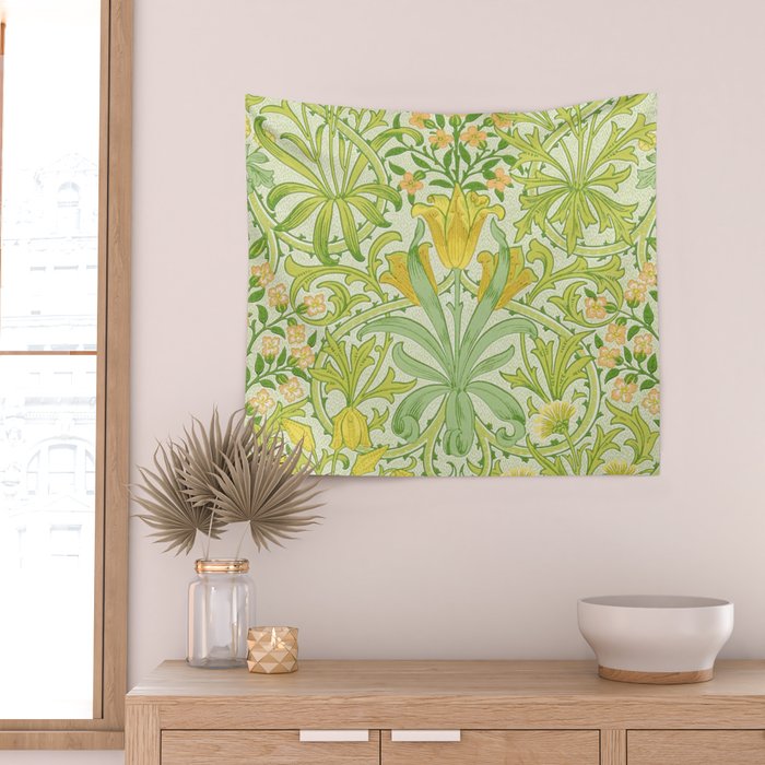 William Morris Woodland Weeds Sap Green Wall Tapestry Gallery Image 2