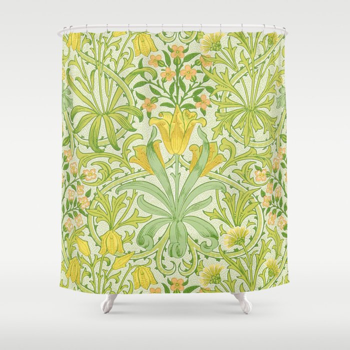 William Morris Woodland Weeds Sap Green Shower Curtain Gallery Image 1