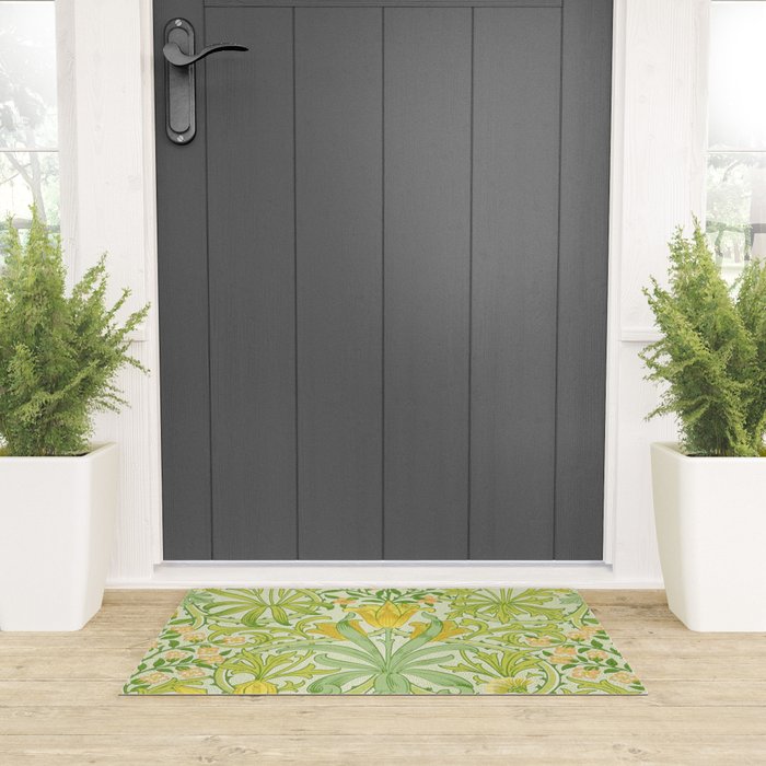 William Morris Woodland Weeds Sap Green Welcome Mat Gallery Image 3