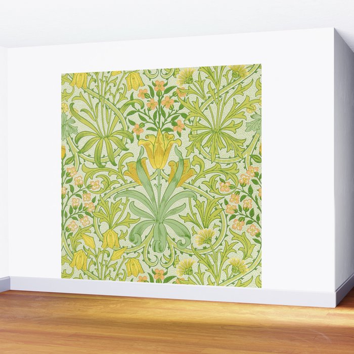 William Morris Woodland Weeds Sap Green Wall Mural Gallery Image 2