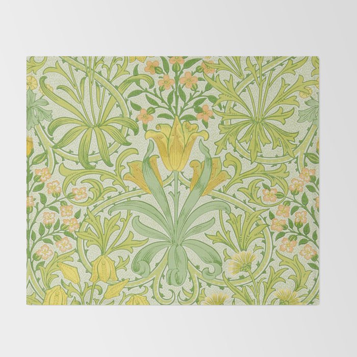 William Morris Woodland Weeds Sap Green Throw Blanket Gallery Image 2