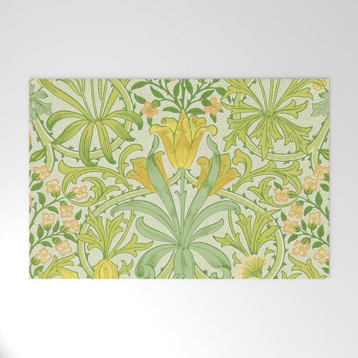 William Morris Woodland Weeds Sap Green Welcome Mat Gallery Image 1