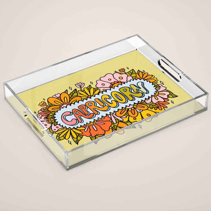 Capricorn Flowers Acrylic Tray Gallery Image 1