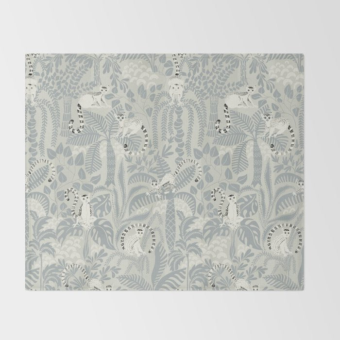 Jungle adventure soft neutral Throw Blanket Gallery Image 2