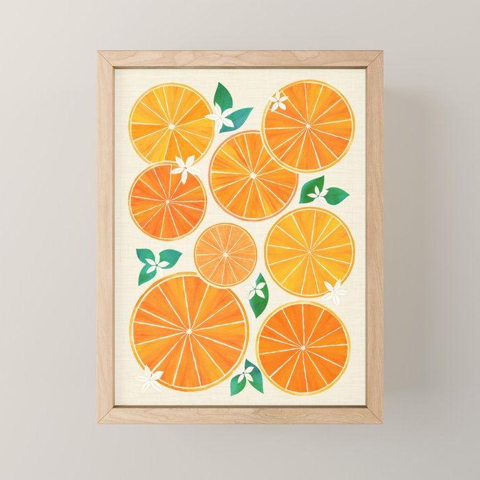 Orange Slices With Blossoms Mini Art Print Gallery Image 1