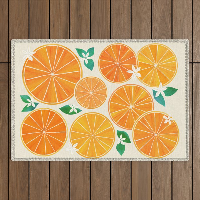 Orange Slices With Blossoms Outdoor Rug Gallery Image 1