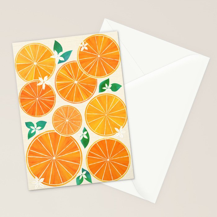 Orange Slices With Blossoms Stationery Card Gallery Image 2